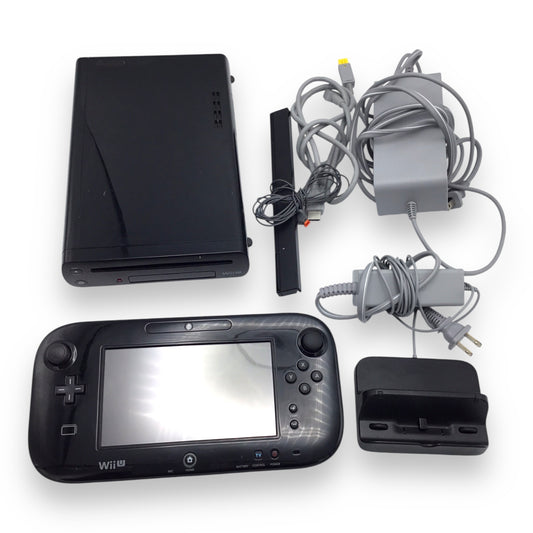 Nintendo Wii U Black Console w/ LCD GamePad Controller & Cables – Tested