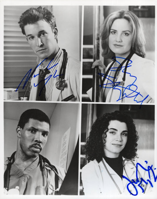 Noah Wyle, Sherry Stringfield, and Julianna Margulies of ER Signed Photo 8x10, ER Autographs Cast Shot, PSA Letter Certified Authentic