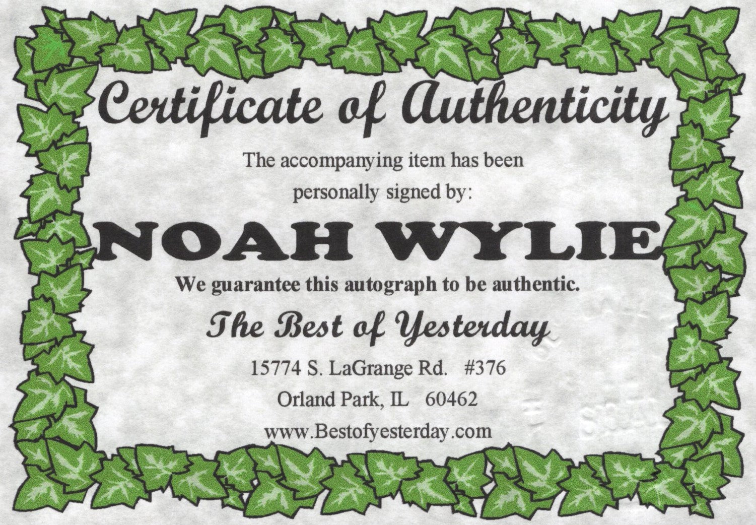 Noah Wyle Signed Photo 8x10, John Carter ER Noah Wyle Autograph in White Lab Coat, PSA Letter Certified Authenthic, Best of Yesterday COA