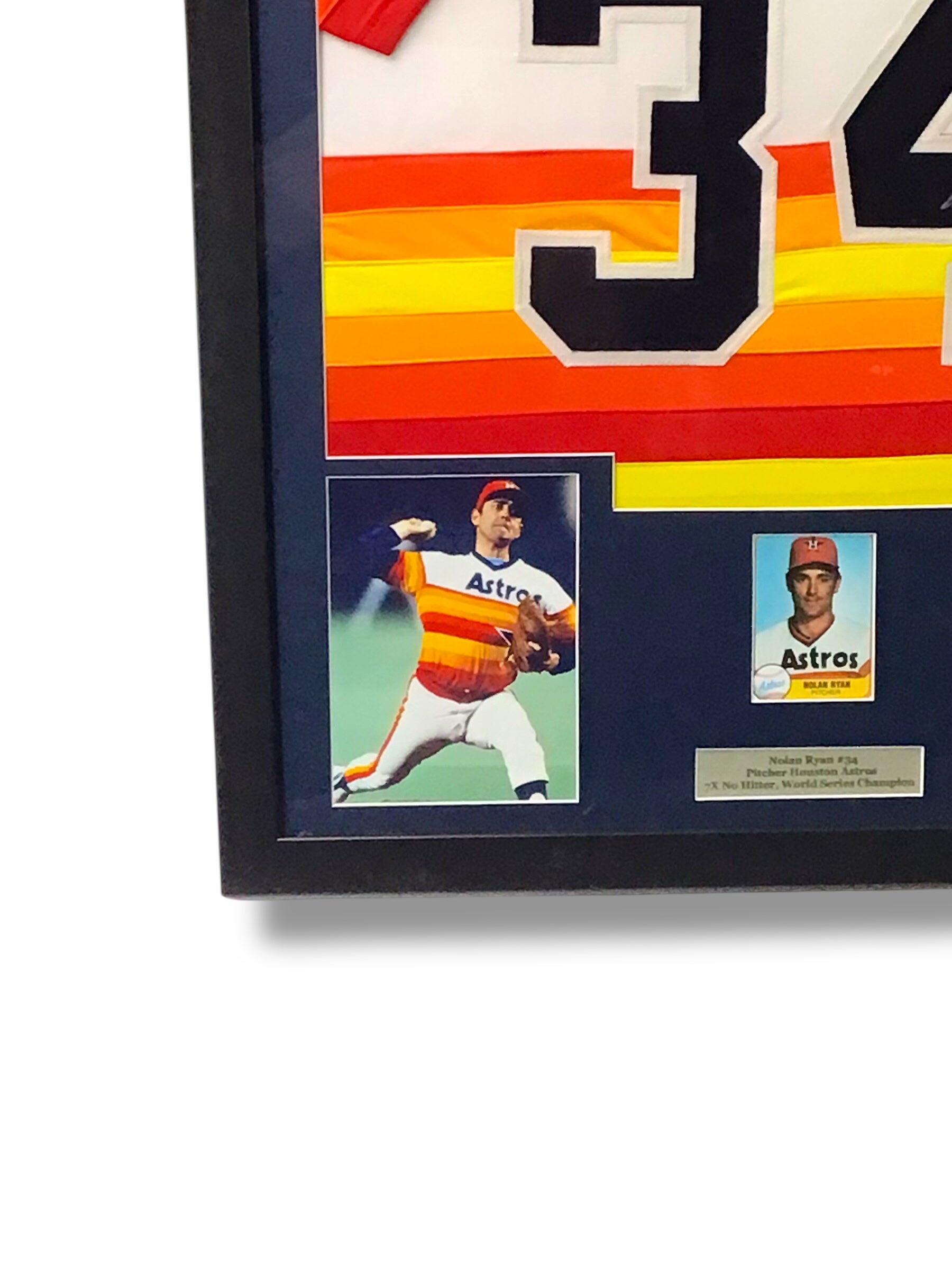 Nolan Ryan Signed Custom Framed Rainbow Jersey w/ JSA Cert