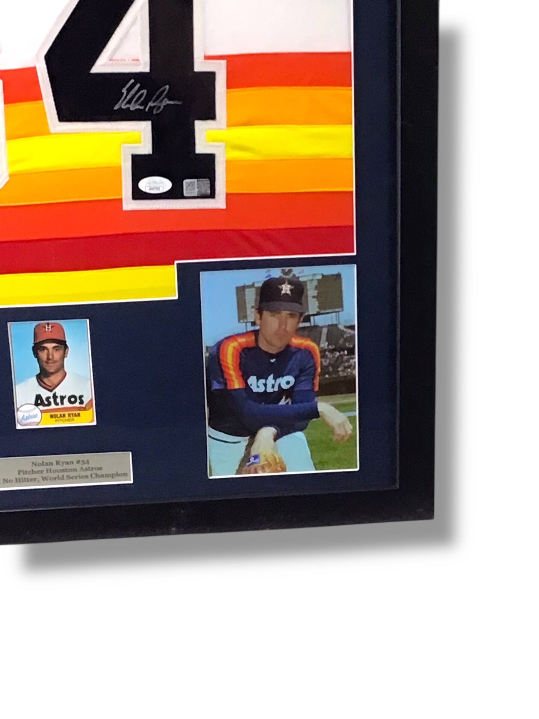Nolan Ryan Signed Custom Framed Rainbow Jersey w/ JSA Cert