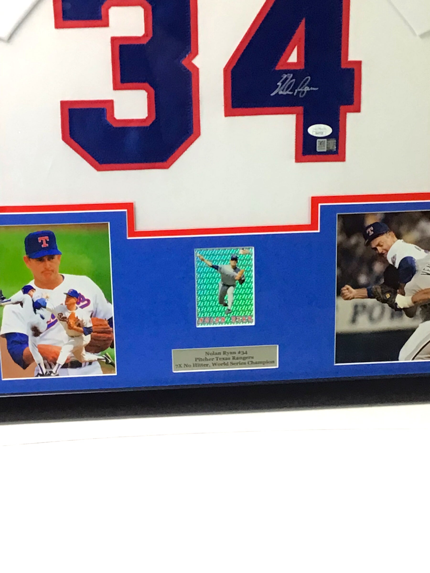 Nolan Ryan Texas Rangers Framed Signed Jersey w/ JSA Cert & Sports Card