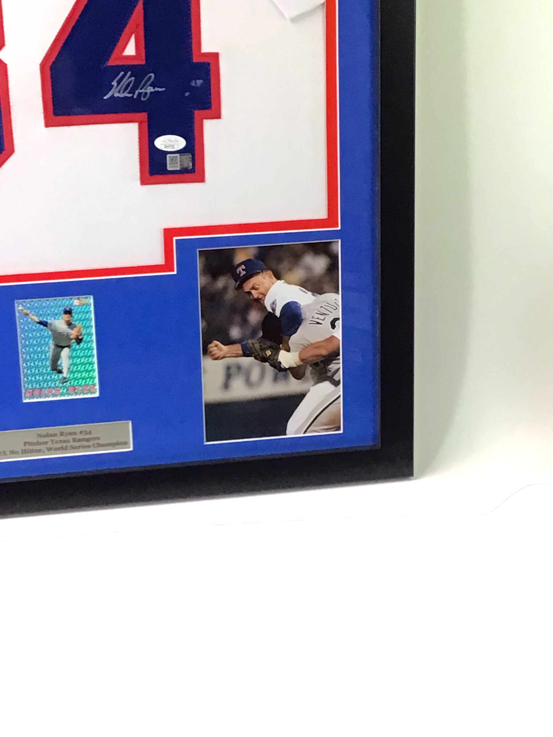 Nolan Ryan Texas Rangers Framed Signed Jersey w/ JSA Cert & Sports Card