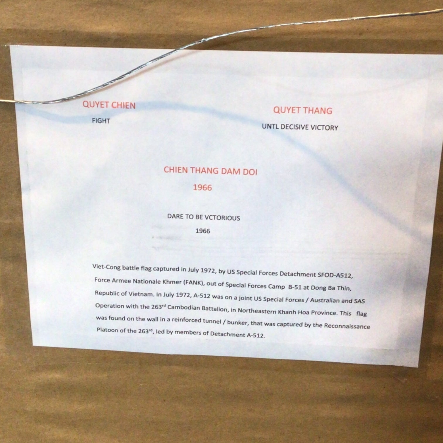 North Vietnamese Army Battle Flag 1966 - Vietnam War Capture Flag