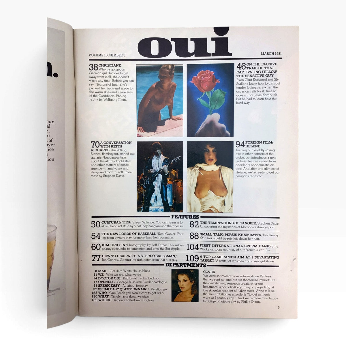 OUI Magazine March 1981 with Press Release – Keith Richards, Anne Ventura – Vintage Magazine