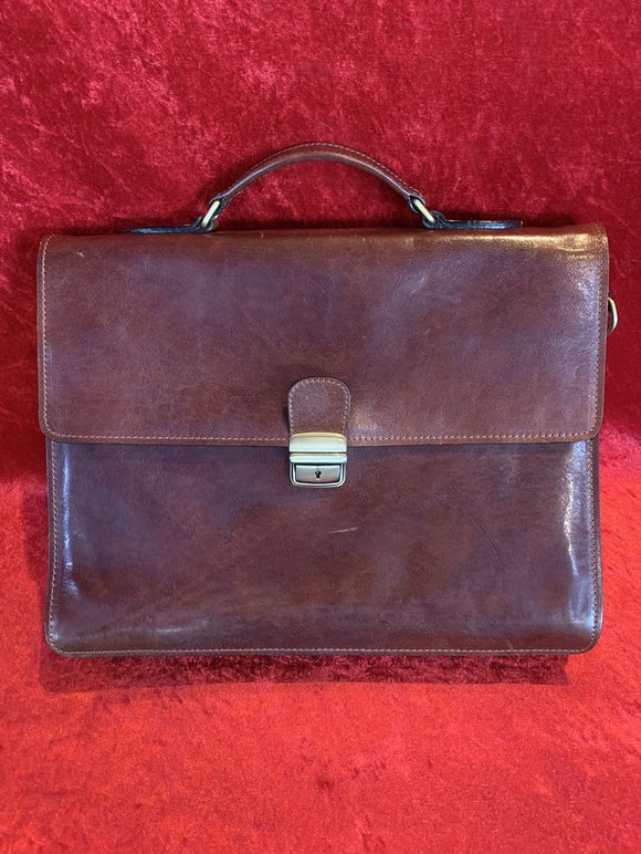 Old Angler Brown Leather Briefcase