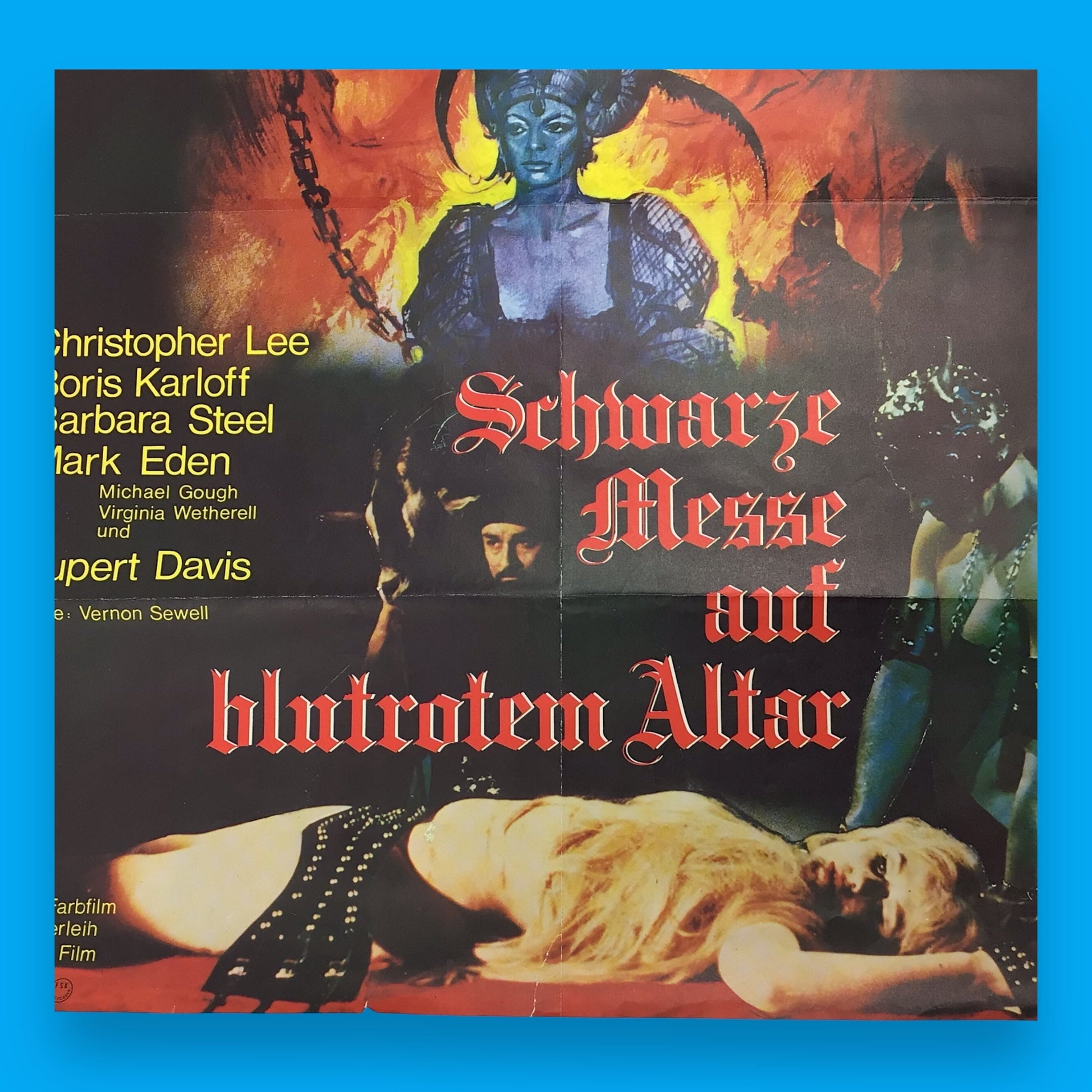 Original 1968 German Movie Poster – Schwarze Messe auf blutrotem Altar (Curse of the Crimson Altar)