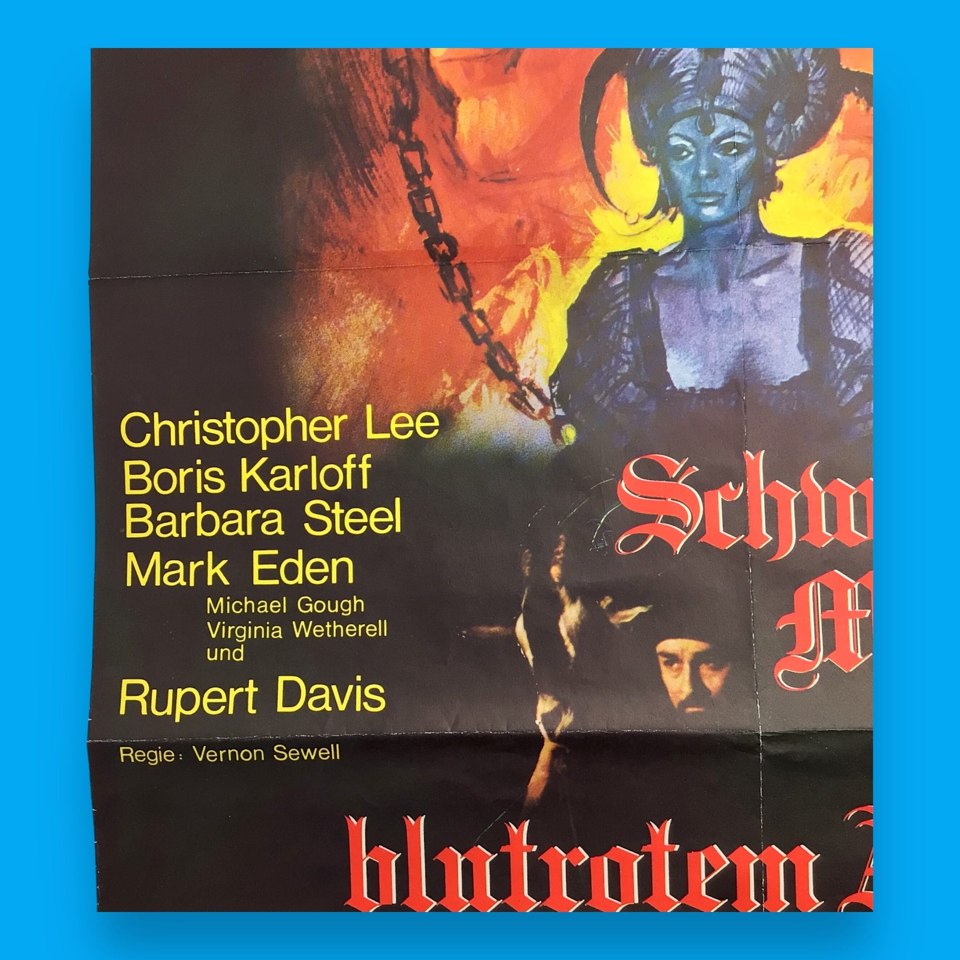 Original 1968 German Movie Poster – Schwarze Messe auf blutrotem Altar (Curse of the Crimson Altar)