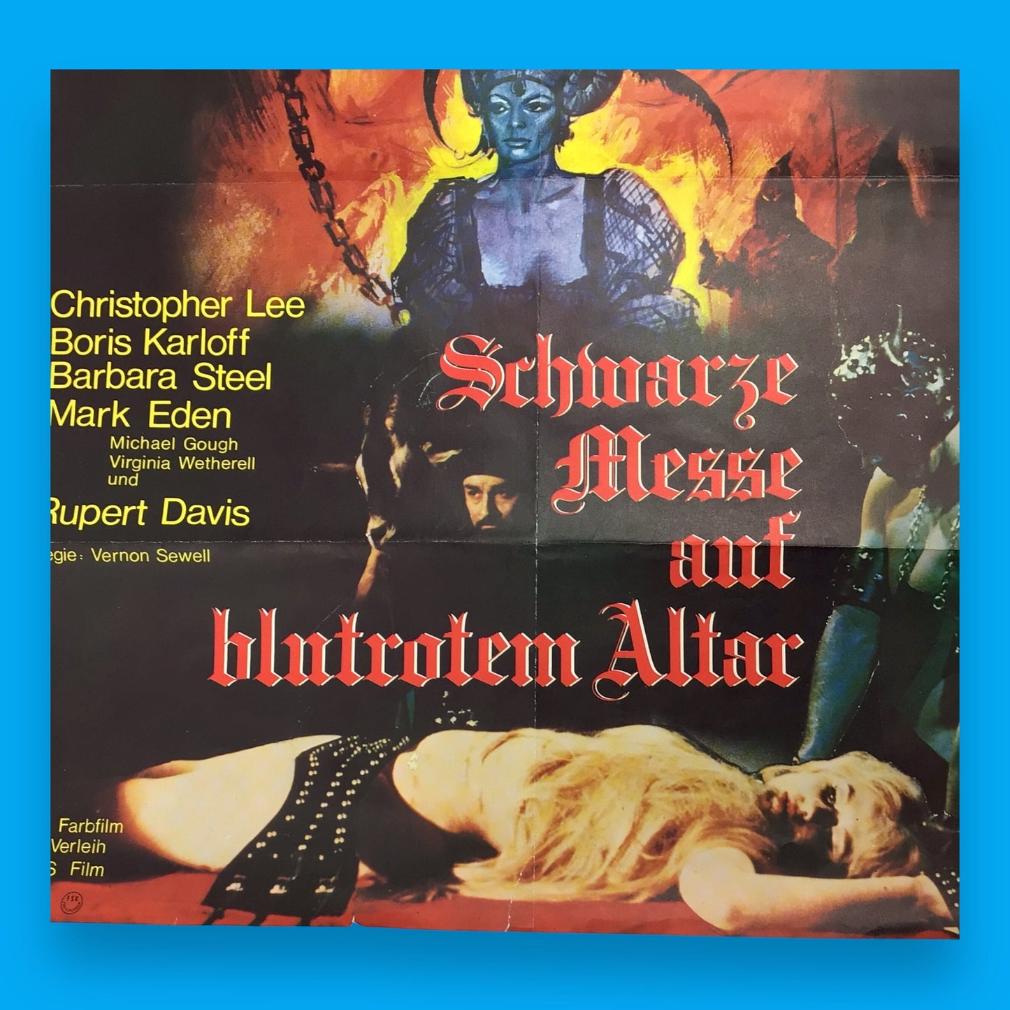 Original 1968 German Movie Poster – Schwarze Messe auf blutrotem Altar (Curse of the Crimson Altar)