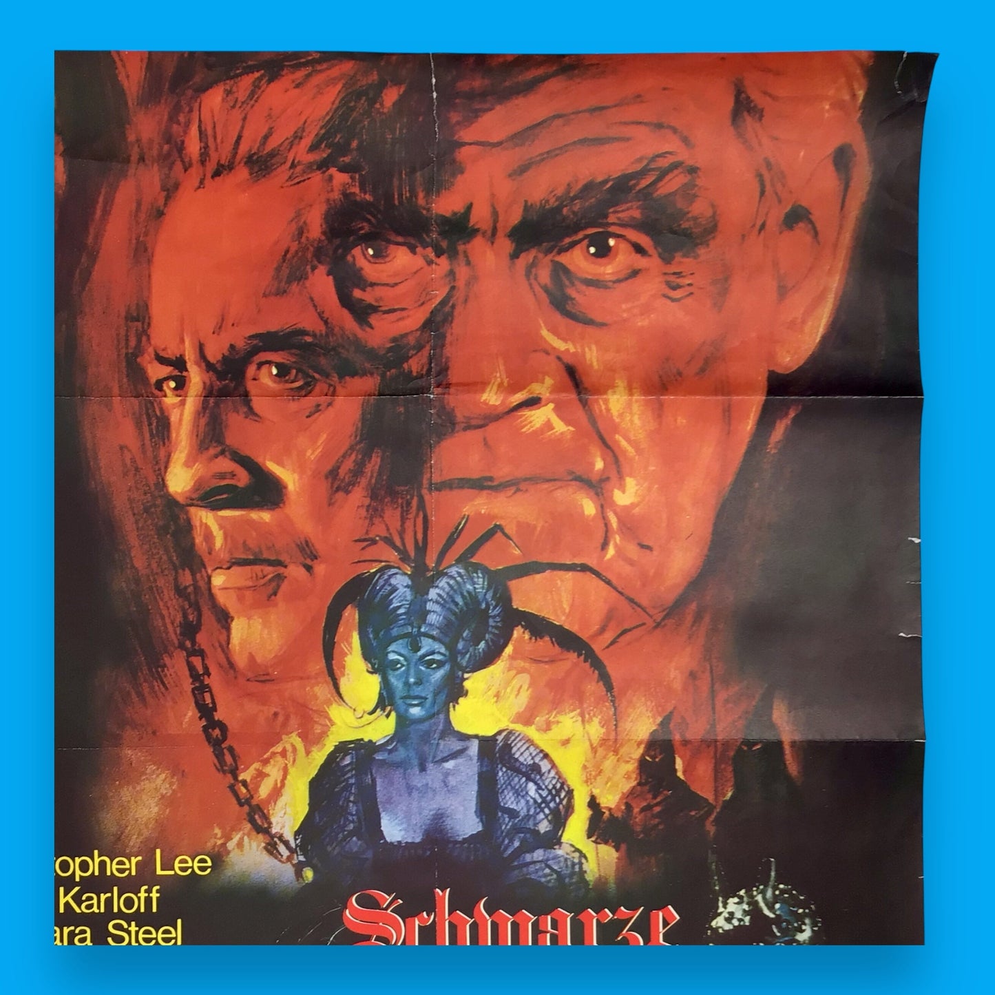 Original 1968 German Movie Poster – Schwarze Messe auf blutrotem Altar (Curse of the Crimson Altar)