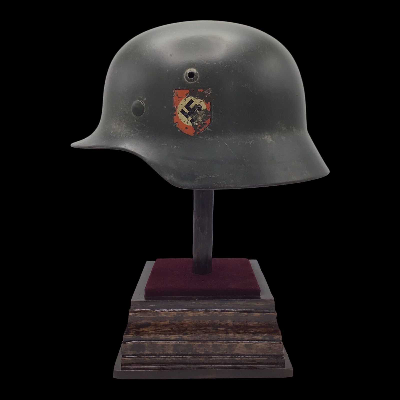 Original German WWII M38 Double Decal Waffen-SS Combat Helmet - ET62 Shell - Early War SS Helmet