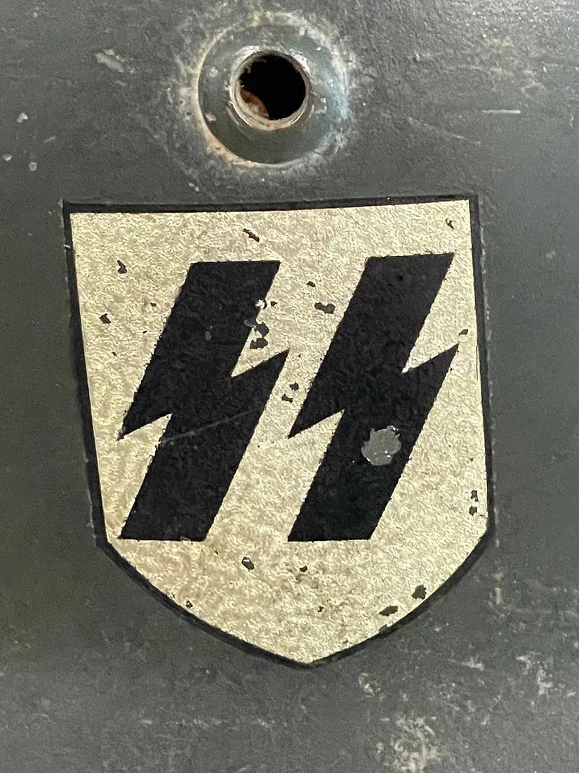 Original German WWII M38 Double Decal Waffen-SS Combat Helmet - ET62 Shell - Early War SS Helmet