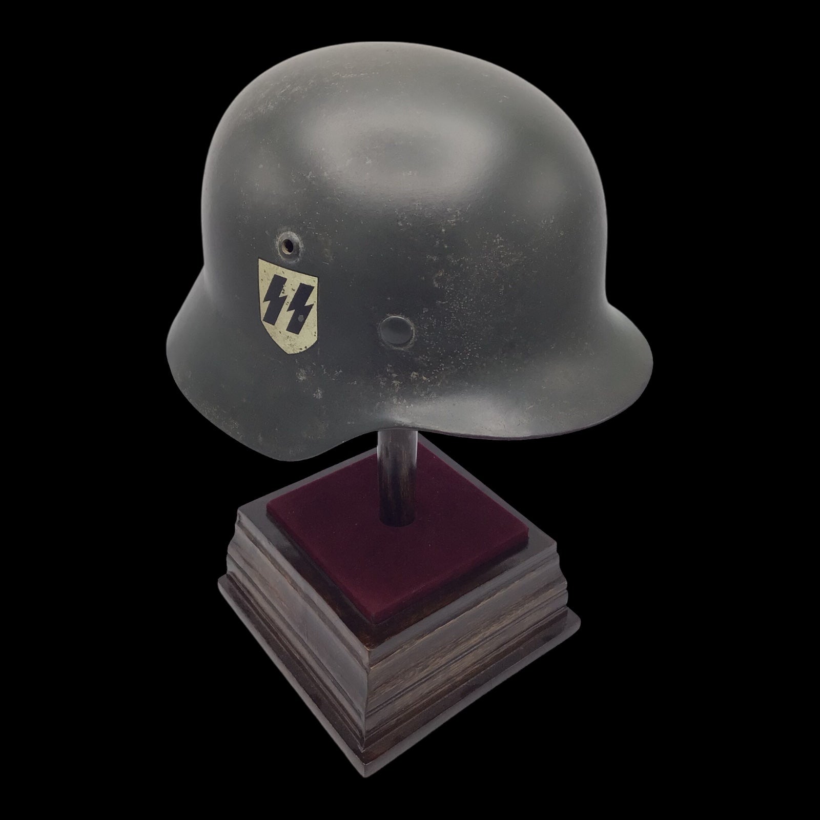 Original German WWII M38 Double Decal Waffen-SS Combat Helmet - ET62 Shell - Early War SS Helmet