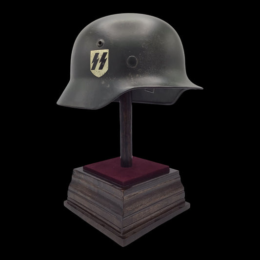 Original German WWII M38 Double Decal Waffen-SS Combat Helmet - ET62 Shell - Early War SS Helmet