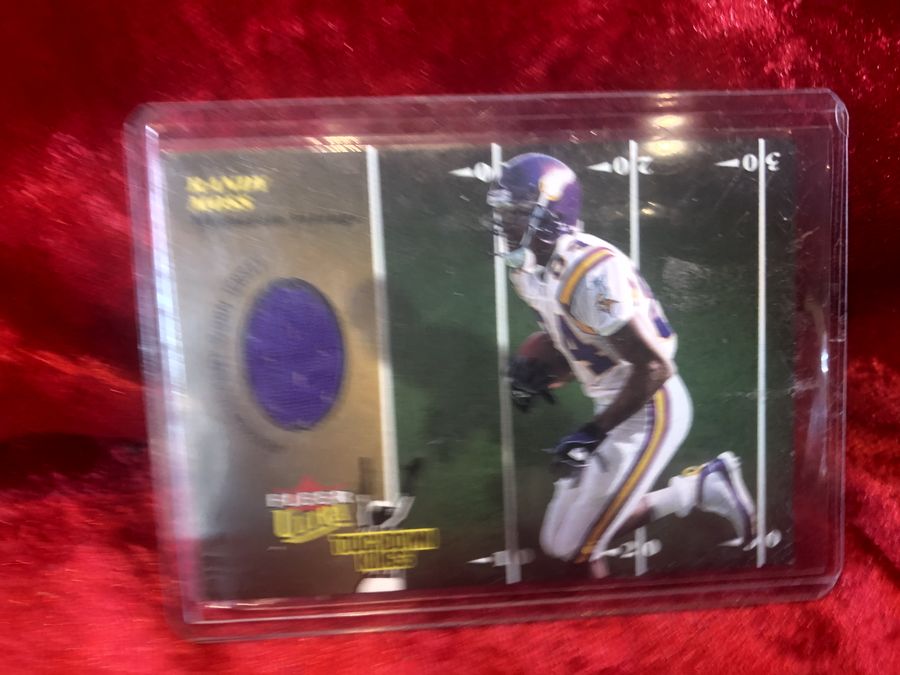 Original Randy Moss Vikings Certified Authentic Autographed Football Patch Shadowbox