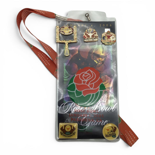 Original Rose Bowl Lanyard w/ Tickets & Rare Rose Bowl & National Championship Pins