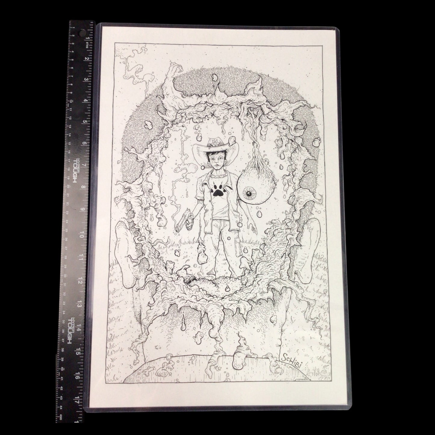 Original The Walking Dead Art "Carl's First Kill" Cody Schibi Signed Comic Board