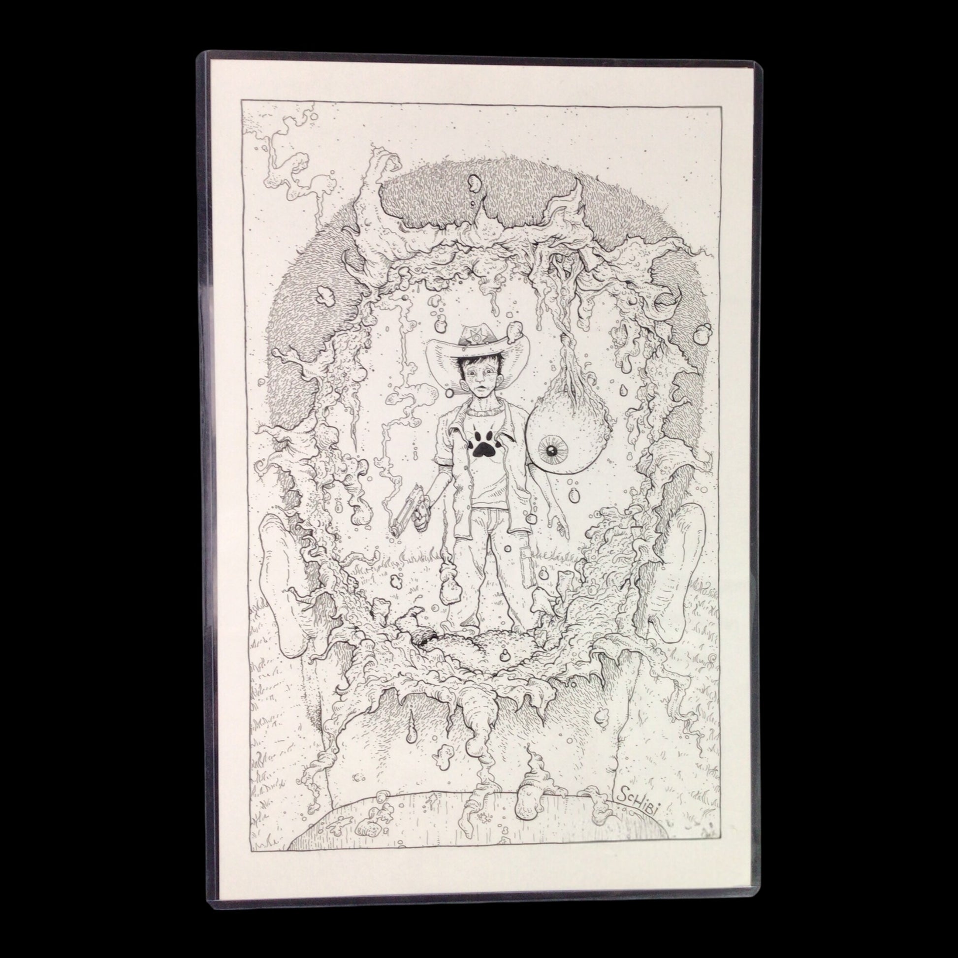 Original The Walking Dead Art "Carl's First Kill" Cody Schibi Signed Comic Board