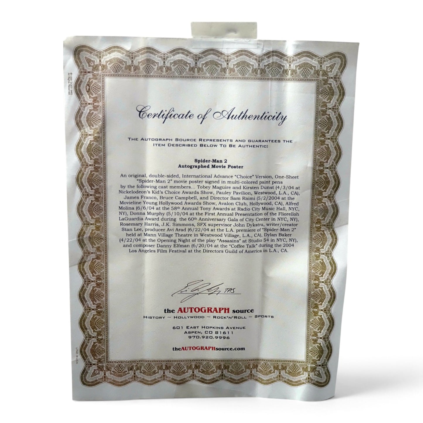 Spider-Man 2 (2004) Signed & Framed Poster – 12 Signatures with COA, Tobey Maguire, Kirsten Dunst, Bruce Campbell, Sam Raimi