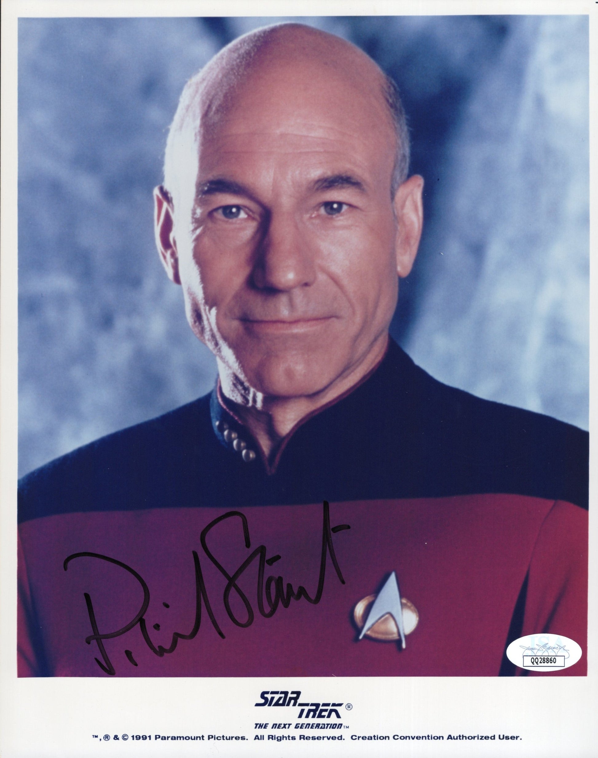 Patrick Stewart in Star Trek: The Next Generation Signed Photo 8x10, JSA Certified Authentic QQ28860