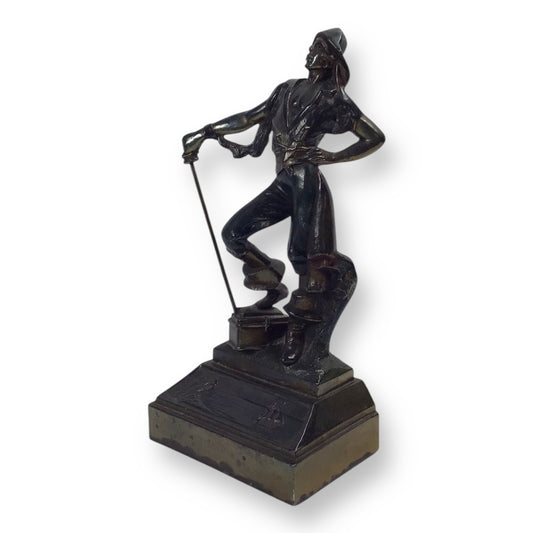 Paul Herzel Pirate with Treasure Chest Bookend – Pompeian Bronze, c. 1920s