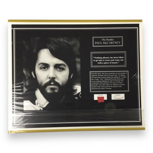 Paul McCartney Display Hair Lock & Shirt Piece with Certificate of Authenticity