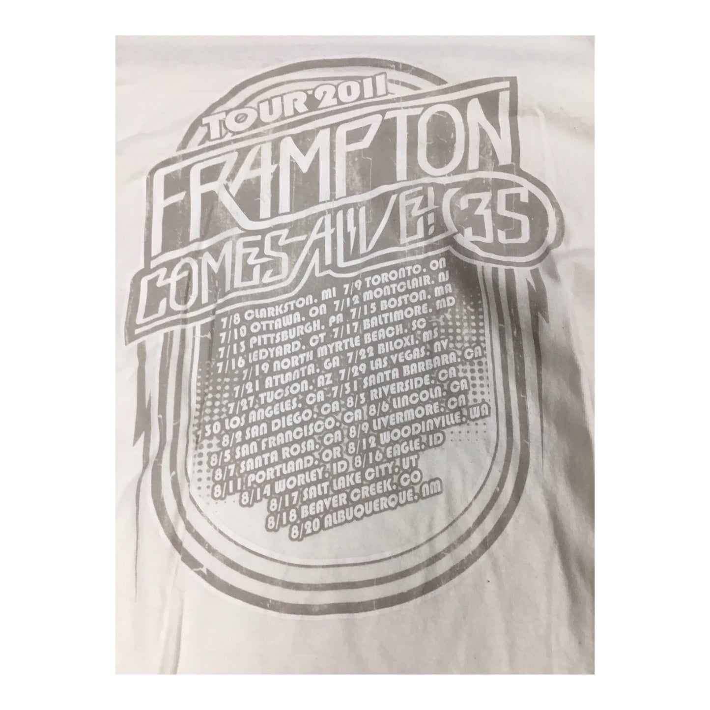 Peter Frampton Comes Alive 35th Anniversary 2007 Tour Concert T-Shirt