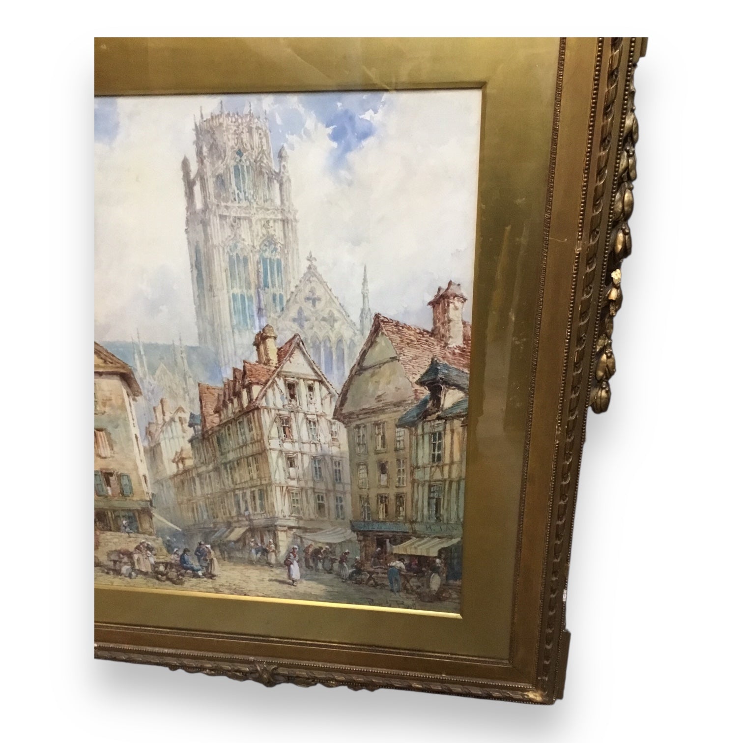 Pierre Le Boeuff (fl. 1899–1920) Watercolor – Rouen Cathedral, Normandy, France