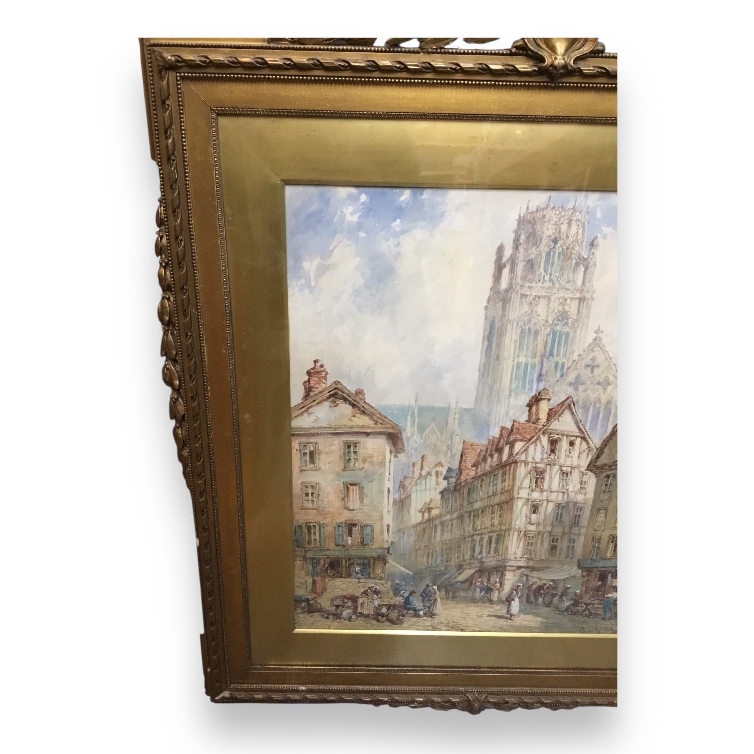 Pierre Le Boeuff (fl. 1899–1920) Watercolor – Rouen Cathedral, Normandy, France