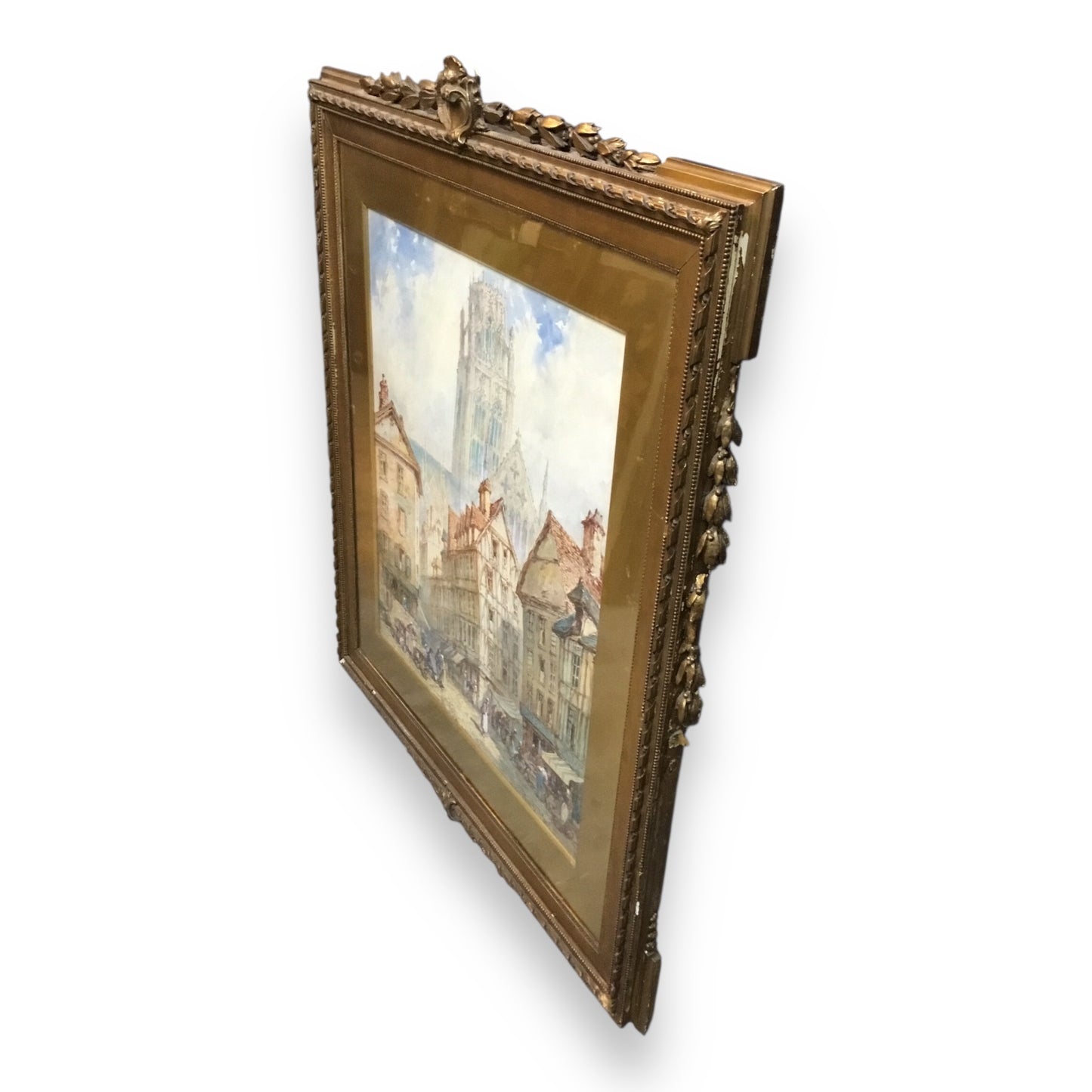 Pierre Le Boeuff (fl. 1899–1920) Watercolor – Rouen Cathedral, Normandy, France