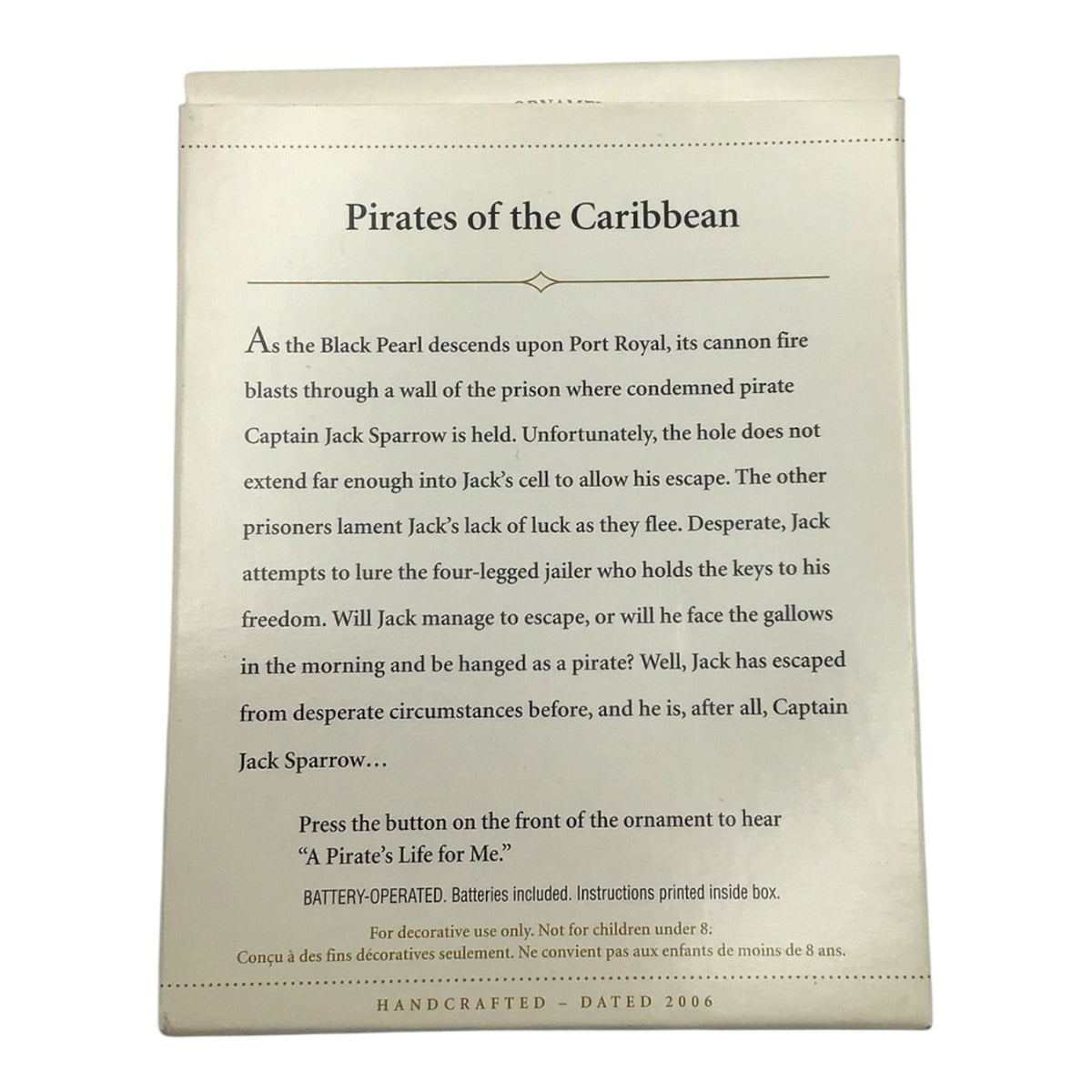 Pirates of the Caribbean Musical Christmas Ornament "A Pirate's Life For Me" - Hallmark Keepsake