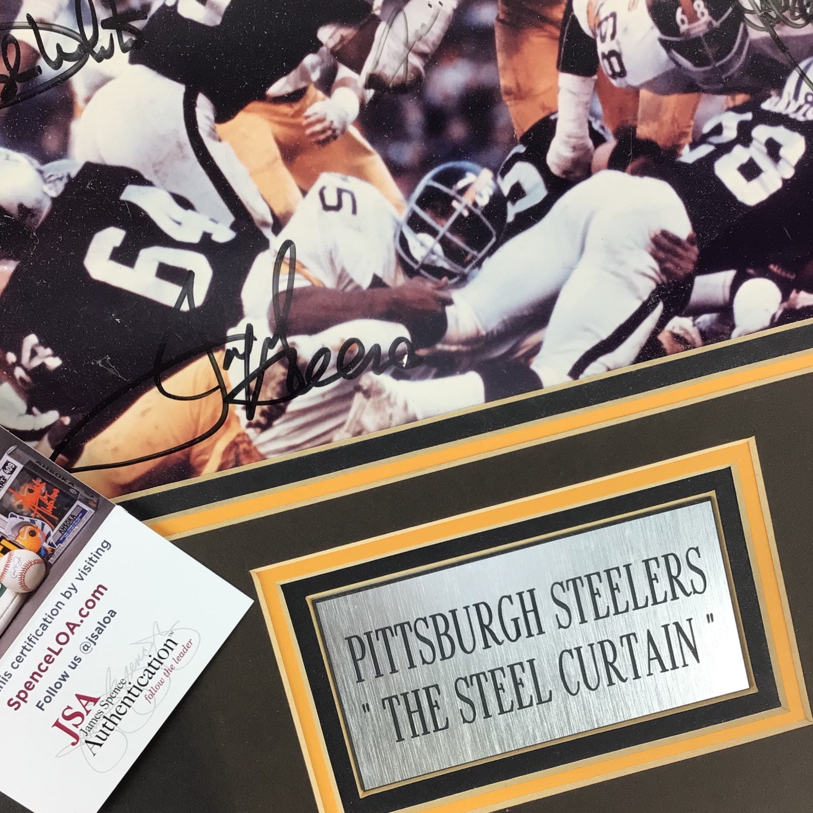 Pittsburgh Steelers “Steel Curtain” Signed 16x20 Photo Framed - JSA Certified