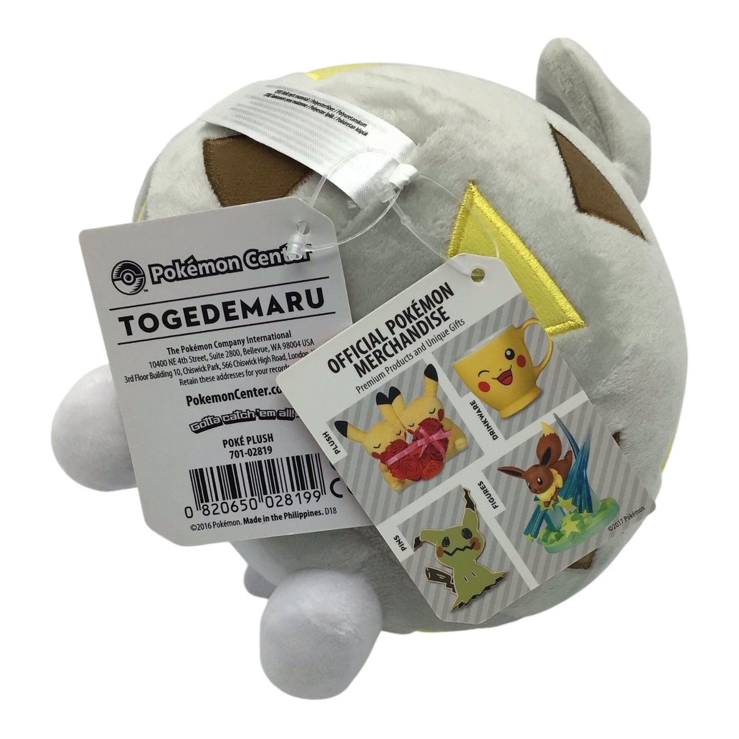 Pokemon Center Togedemaru 6.5" Plush - NWT
