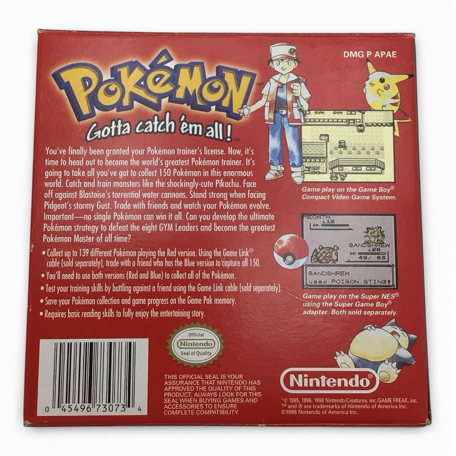 Pokemon Red Version 1998 - Complete with Box & Manuals, Tested