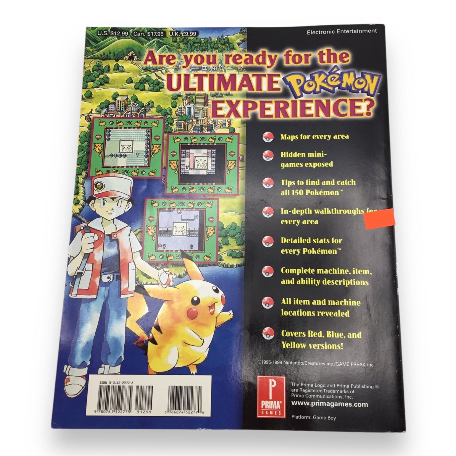 Pokemon Yellow Official 1999 Prima Strategy Guide Pikachu Edition