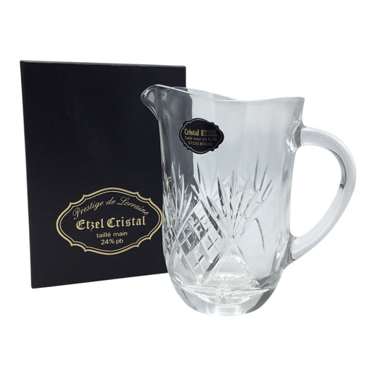 Prestige de Lorraine Etzel Crystal Water Pitcher – Hand Cut 24% Lead Crystal (With Original Box, Excellent Condition)