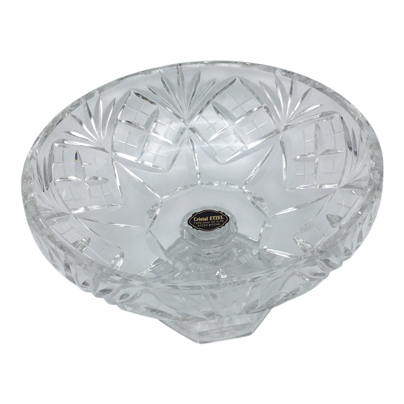Prestige de Lorraine P.A.F. Crystal Footed Bowl – Hand Cut 24% Lead Crystal (With Original Box, Excellent Condition)