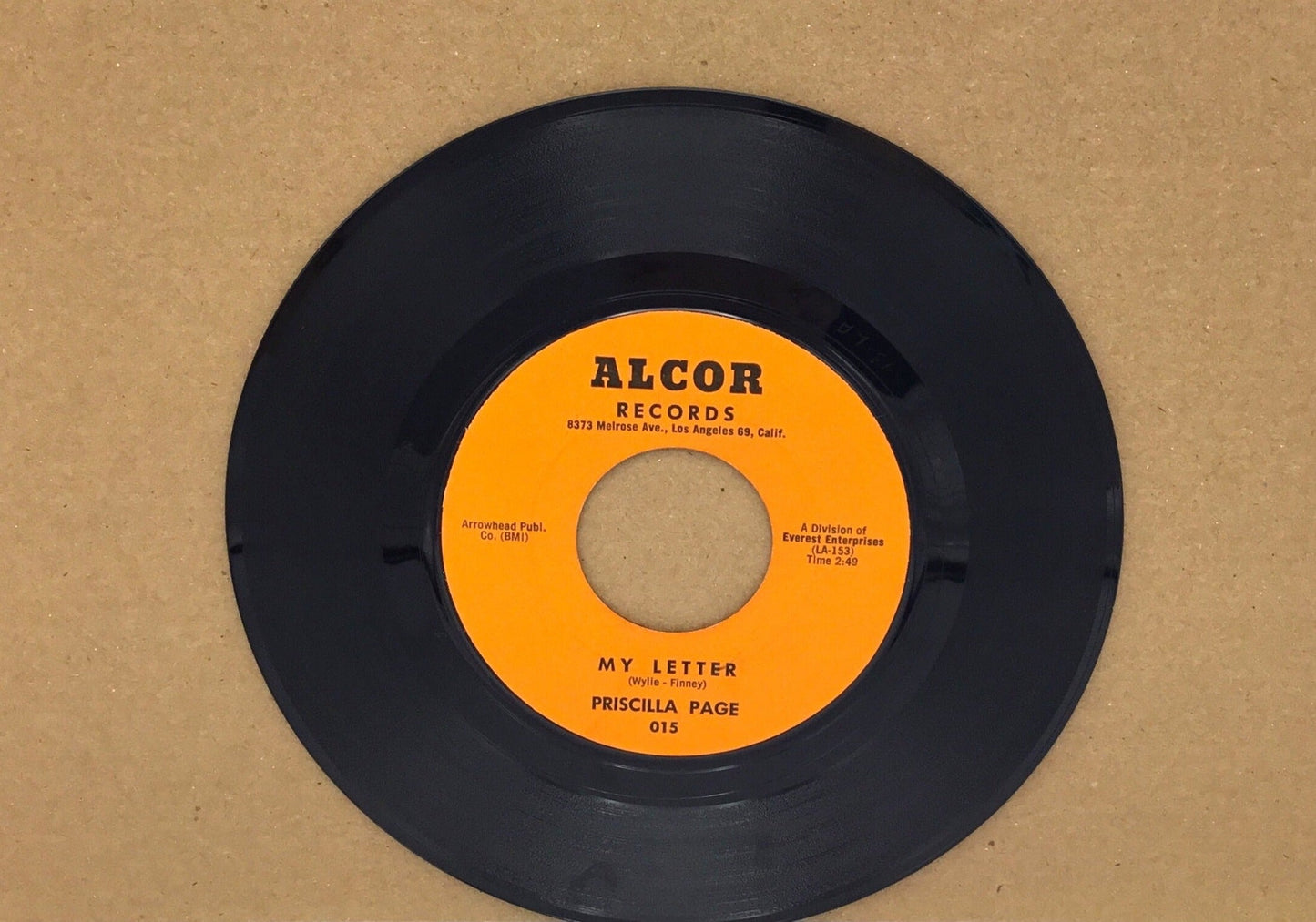 Priscilla Page Rare 45 on ALCOR #015 Dreaming / My Letter NM-