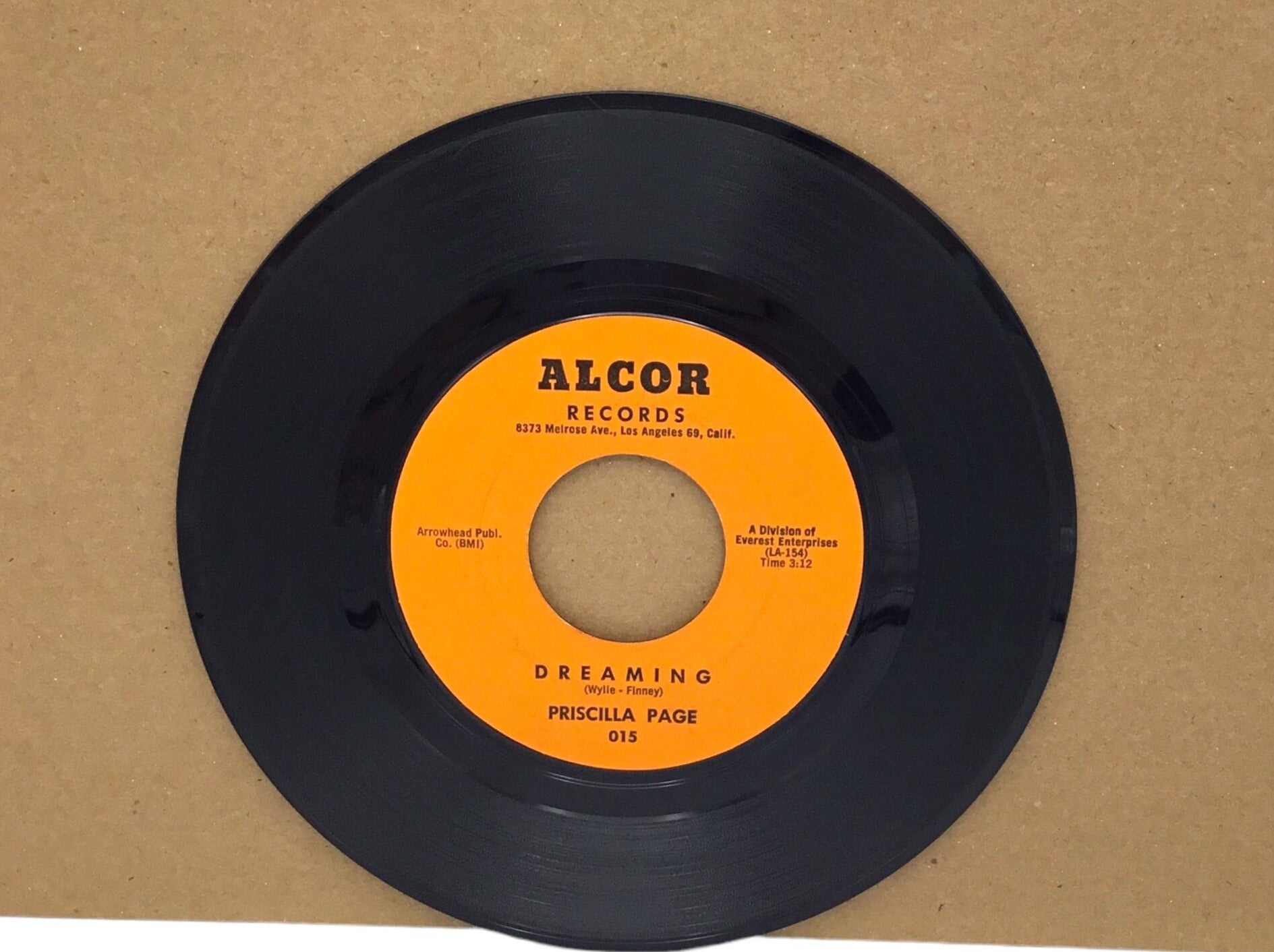 Priscilla Page Rare 45 on ALCOR #015 Dreaming / My Letter NM-