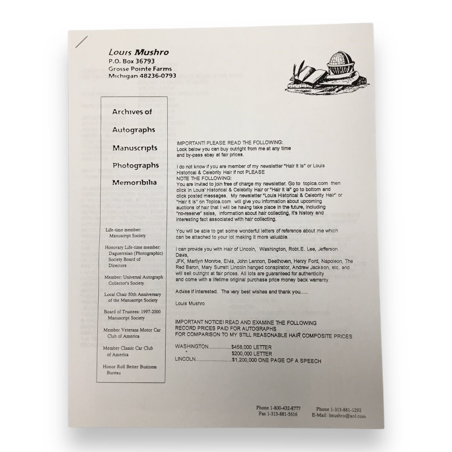 Queen Victoria Hair Clipping with Certificate of Authenticity