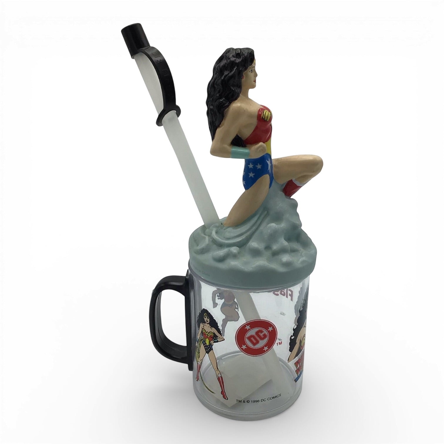 RARE Six Flags Wonder Woman Cup with Straw 1998