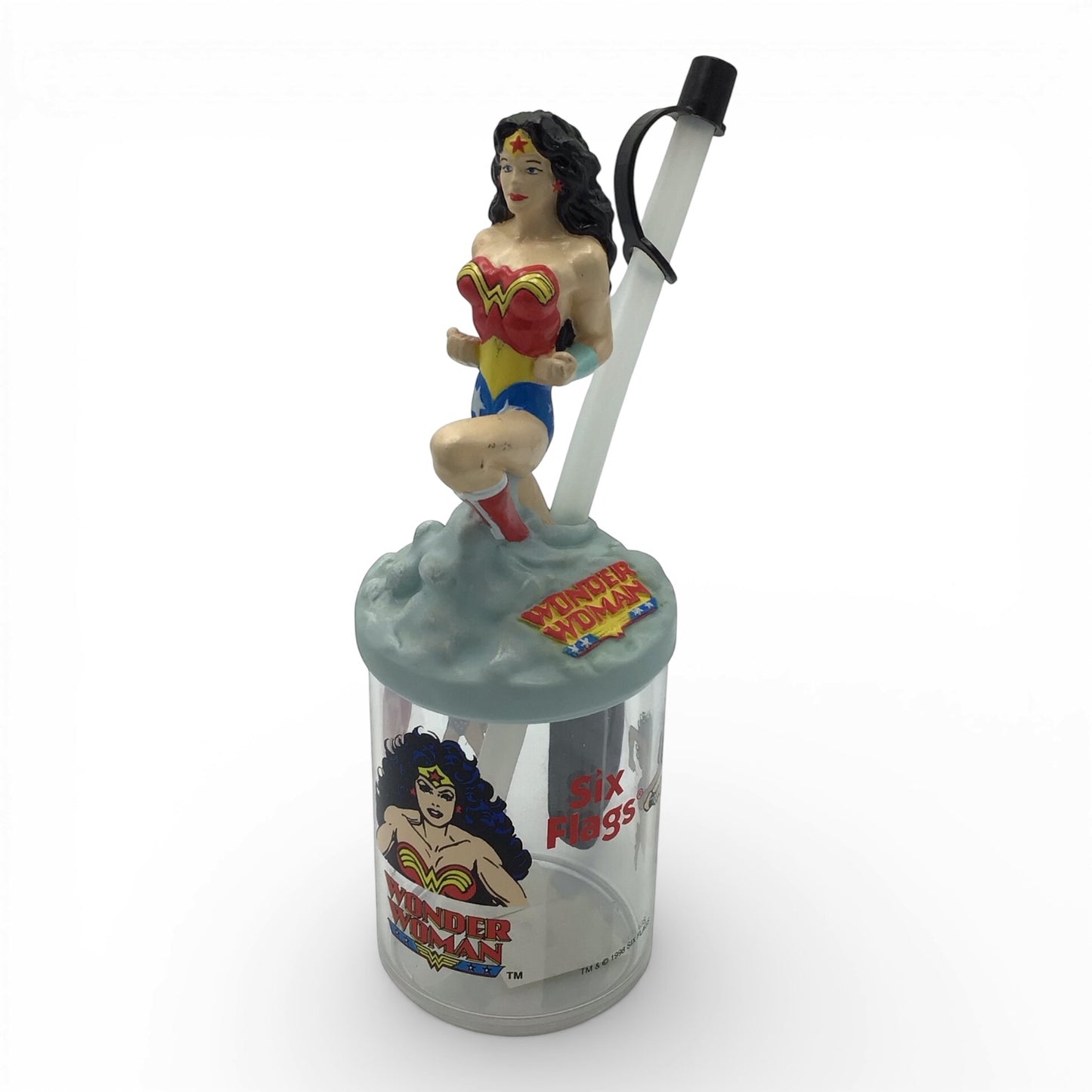RARE Six Flags Wonder Woman Cup with Straw 1998