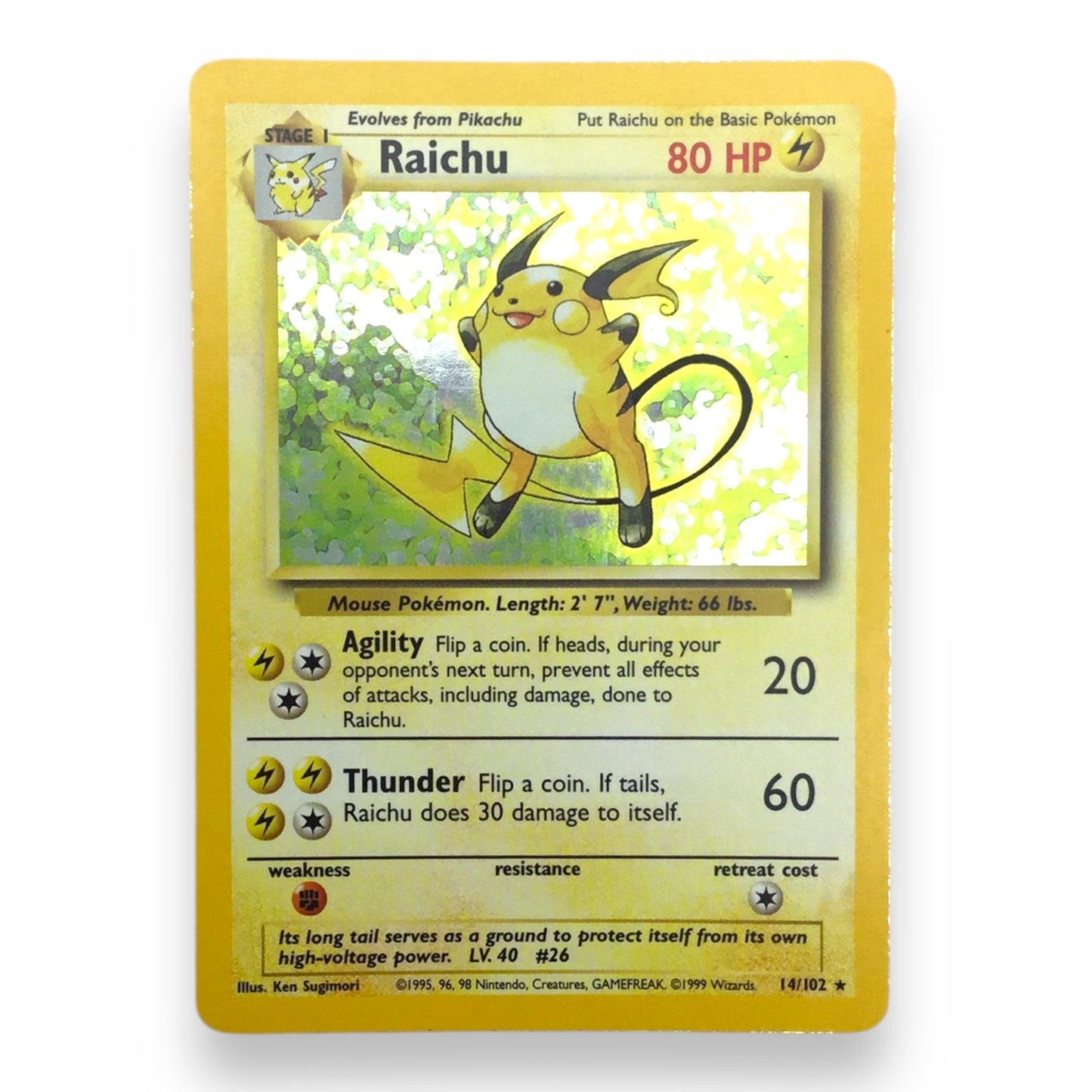 Raichu (14/102) - Holographic Pokemon Card