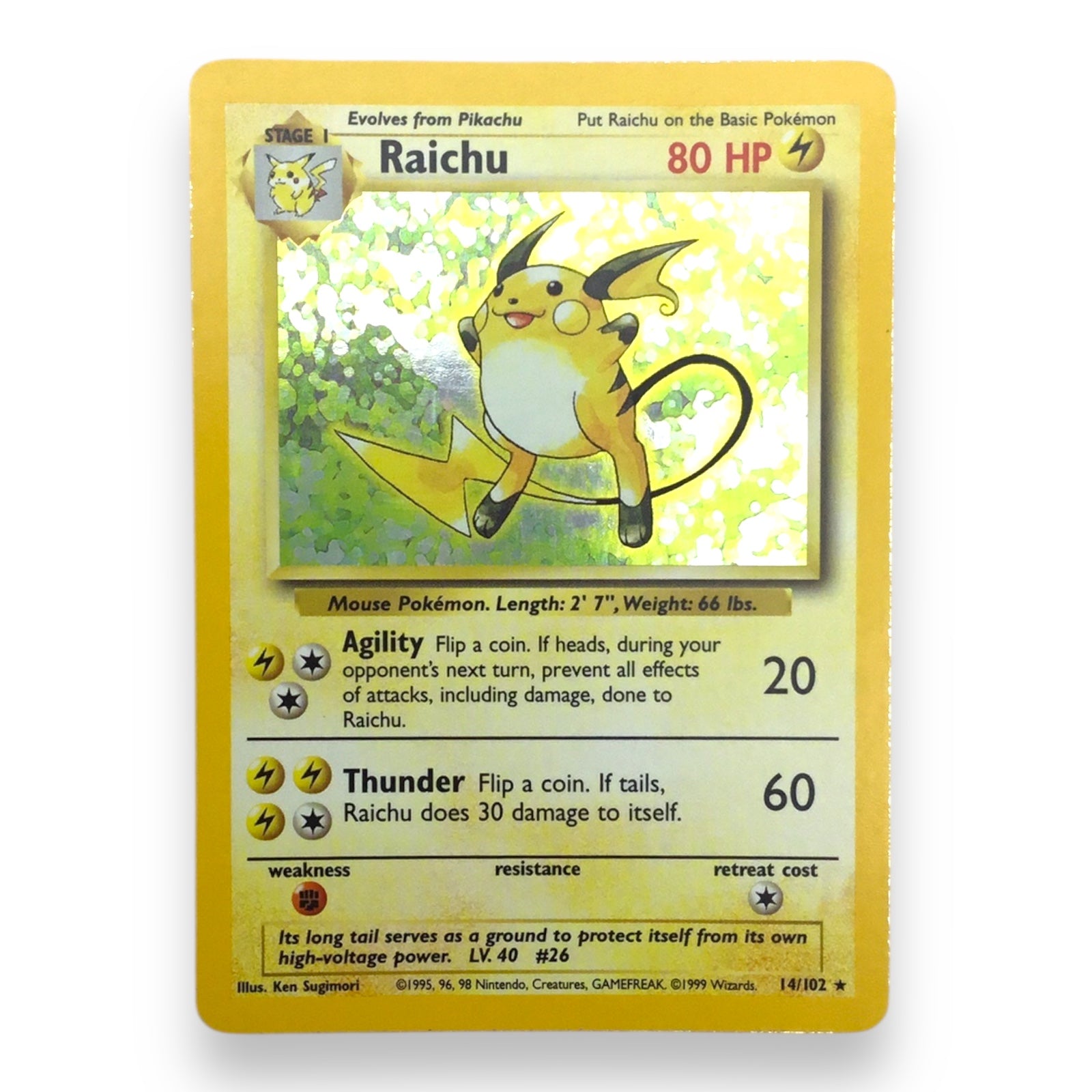 Raichu (14/102) - Holographic Pokemon Card