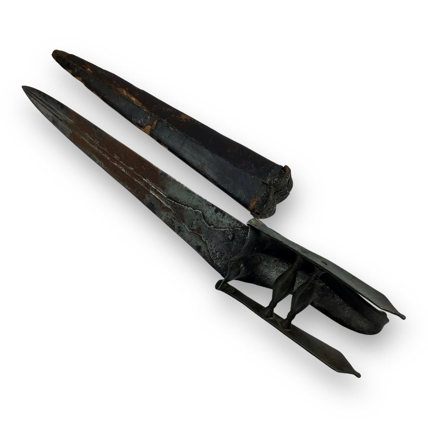 Rare 17th Century Indian Hooded Katar with Sheath