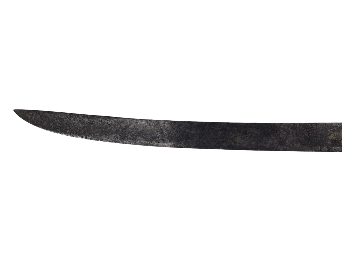 Rare American Revolutionary Era French Cuttoe Hunting Sword with Silver Mounts and Gold Inlaid Blade