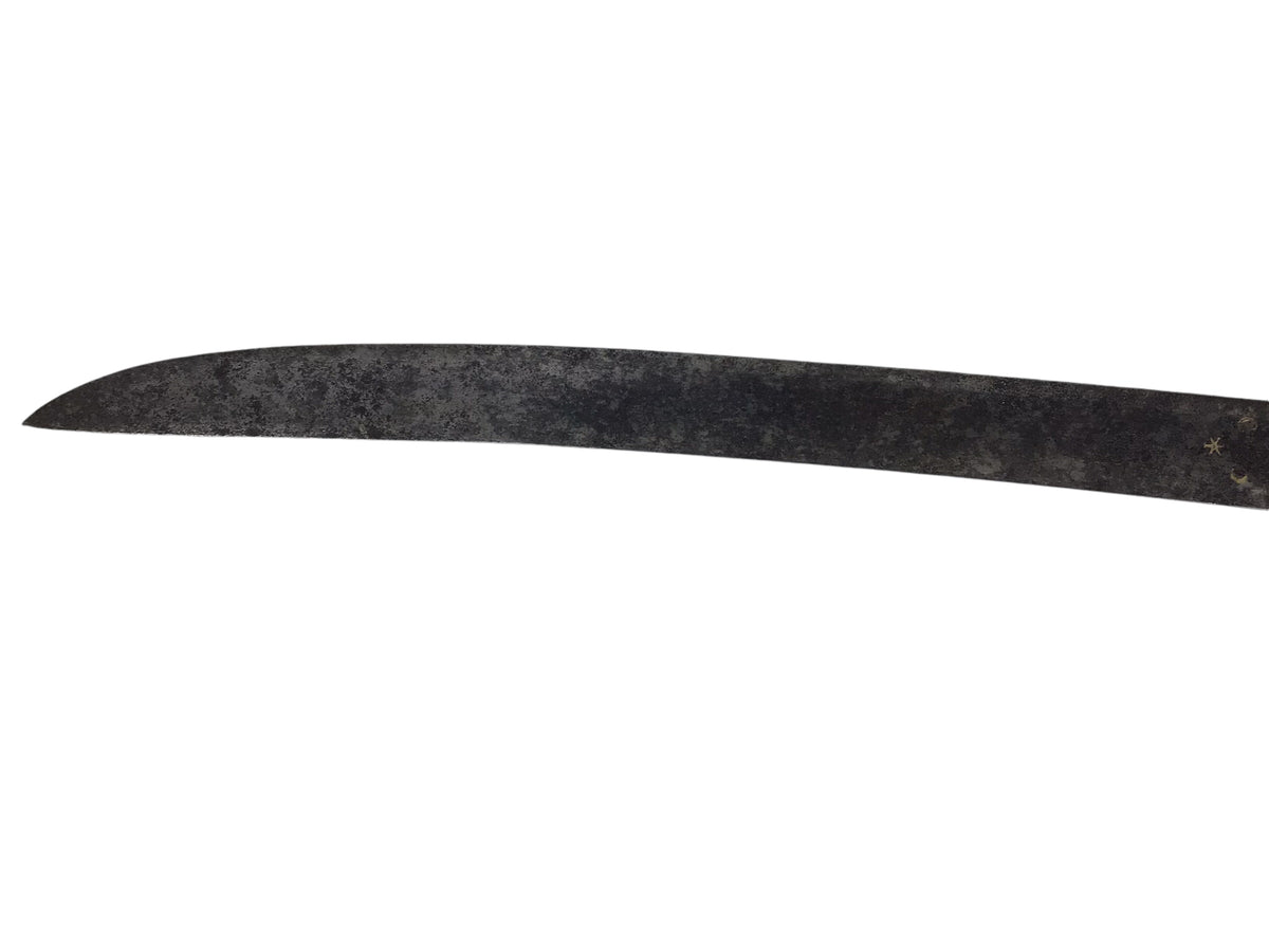 Rare American Revolutionary Era French Cuttoe Hunting Sword with Silver Mounts and Gold Inlaid Blade
