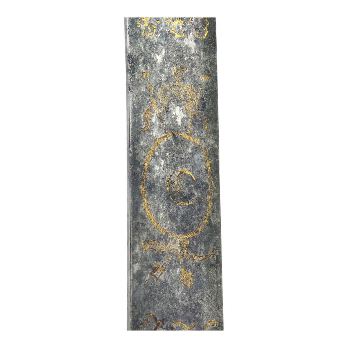 Rare American Revolutionary Era French Cuttoe Hunting Sword with Silver Mounts and Gold Inlaid Blade