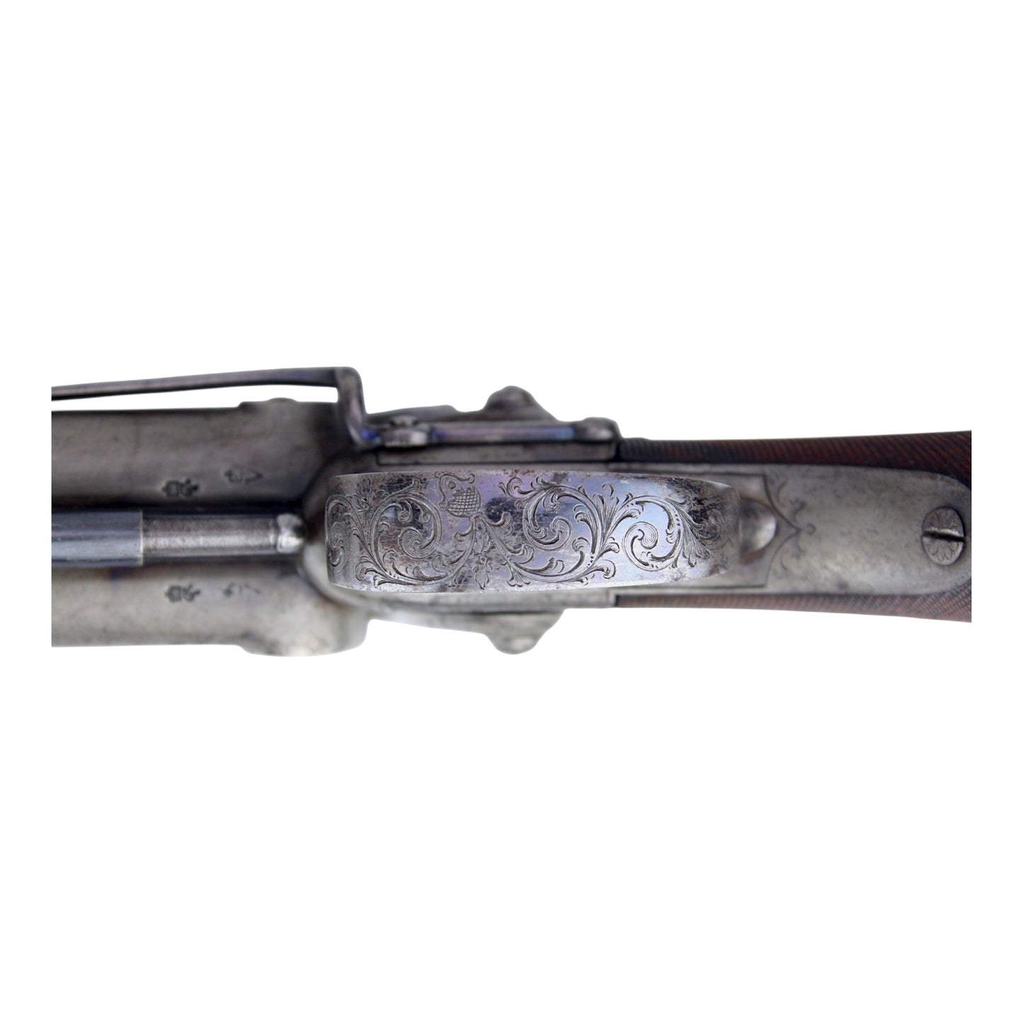 Rare British Percussion Double Barrel Knife Pistol, London c.1850