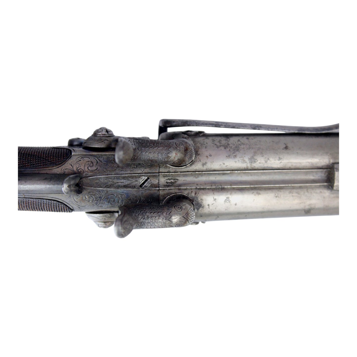 Rare British Percussion Double Barrel Knife Pistol, London c.1850